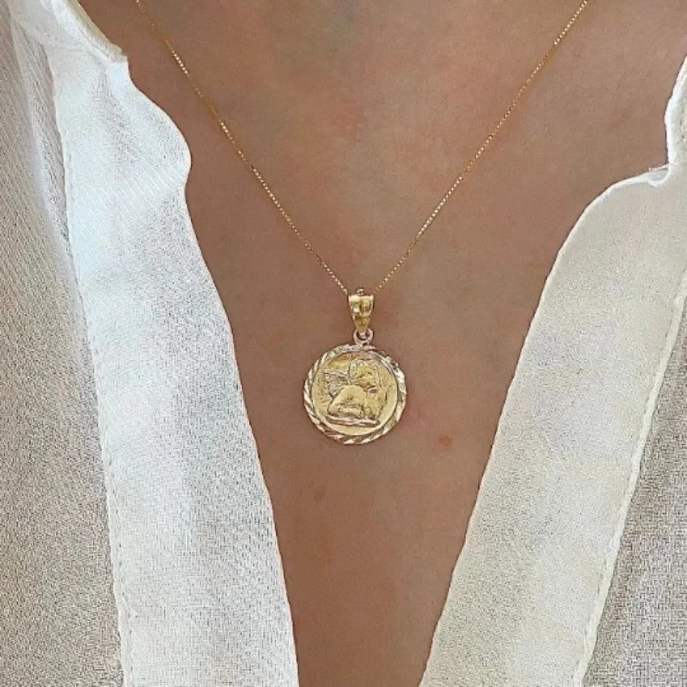 14k solid gold baby angel pendant | Real Gold Religious Jewelry | gift | Angel |